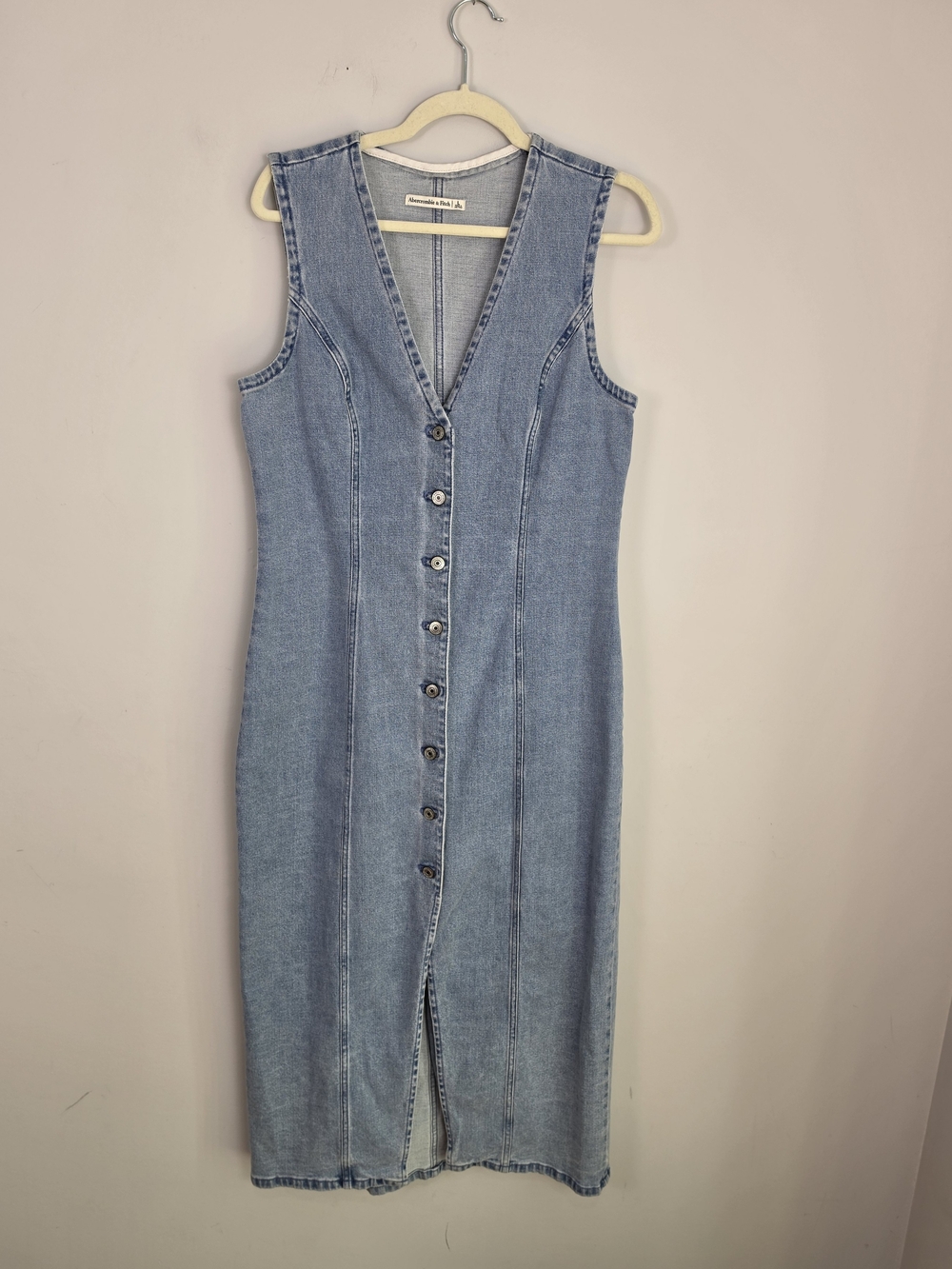 Abercrombie & Fitch The Mara Denim Vest Midi Dress Large Button Front - Picture 1 of 16